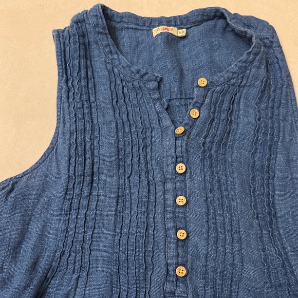 Faherty Blue Sleeveless Button-Down Dress - Picture 3 of 7